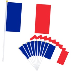10Pcs France Stick Flag for Oly Decorations 2024,Hand Held France,French Small Flags,14x21cm Mini Handheld Flags Oly Games Themed Decoration for Garden,Bar,Party And Street Oly 2024 ﻿