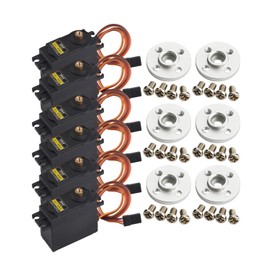 diymore [ Full Brass Gear 6 Pack MG996R Gear Torque Digital RC Servo Motors High Torque Gear Servo for JR RC Helicopter Car Boat Robot with Servo Arm 25T Disc Metal Horns