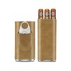 CIGARLOONG 3 Finger Leather Cigar Case Set,Cedar Wood Lined Humidor