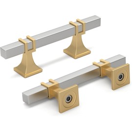 Lepatape 10 Pack 3 Inch Cabinet Pulls Brushed Nickel and Gold Cabinet Handles, Silver and Gold Dresser Drawer Pulls Brushed Nickel Kitchen Hardware