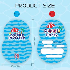 Dinggaogao 4x6 Inch Swimming Party Invitations with 20 Envelopes - Summer Birthday Pool Party Invite Cards,Beach Theme, Double-Sided,Game Party Decoration(20 invitations + 20 Envelopes)