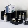Kcgani Acrylic Cube Display Boxes Pedestals, Black Platform with Hollow