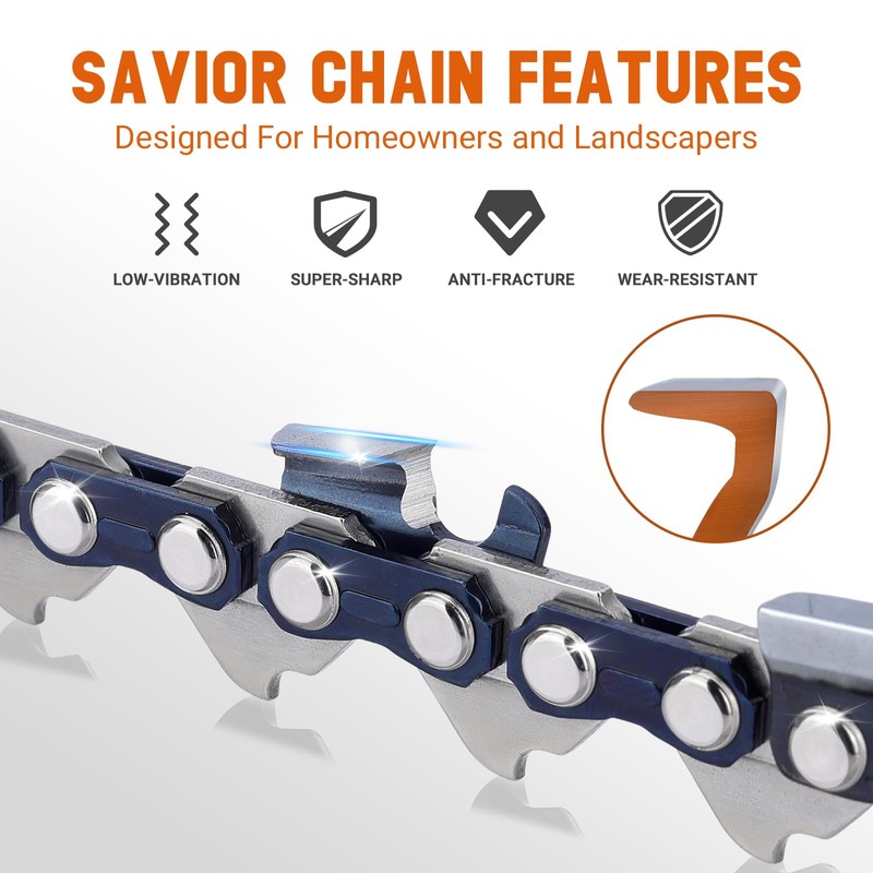 SAVIOR Pack of 2 Saw Chains .325 Inch 1.3 mm