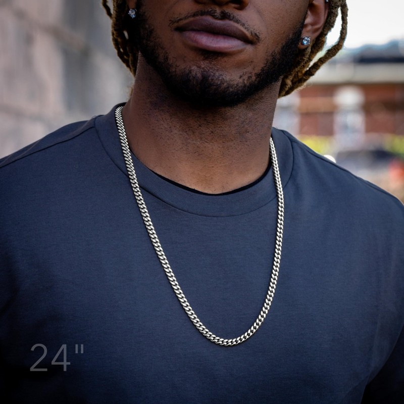 CG&KYGG 6mm Miami Cuban Link Chain 14K White Gold Plated