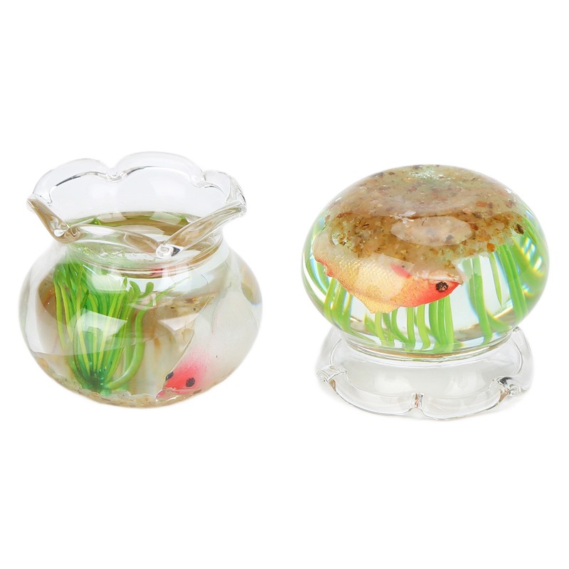 4pcs 1:12 Scale Miniature Glass Goldfish Bowl DIY Fish Bowl