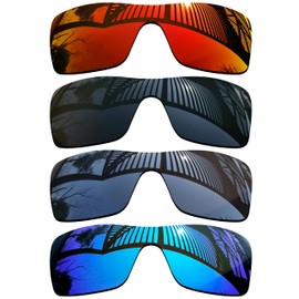 MYCOURAG 4 Pieces Polarized Replacement Lenses for Oakley Batwolf OO9101 Sunglasses - Solid Black+Titanium+Ice Blue+Fire Red