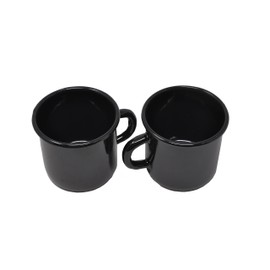 Madacha 2 Large Metal-Enamelled Mugs - Black - 400 ml