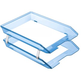Acrimet Facility 2 Tiers Double LetterTray Front Loading Design (Clear Blue)