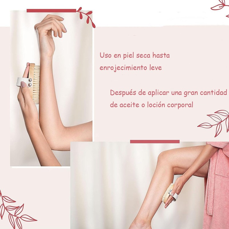 Wzenclave Cepillo Corporal Exfoliante 100% Natural con Mango de Bambú