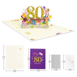 GREETING ART Happy 80th Birthday Pop-Up Greeting Card,80th Birthday Card for Women Men,80th Birthday Gifts for Husband, Wife,80 Years 3D Pop Up Birthday Greeting Card
