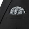 SHLAX&WING Men's Silver Black Paisley Silk Pocket Square, 12.6 x
