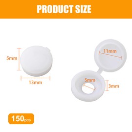 150 PCS White Screw Caps Plastic Hinged Screw Cover Caps, Snap Washer Covers Flip Tops, Screws Protection