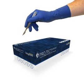 Unigloves ProTect Disposable Long Cuff Blue Latex Powder Free Gloves (Large)