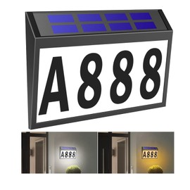 Solar House Numbers Light, T-SUNUS Lighted House Numbers Sign Plaque Address Numbers for Houses Waterproof LED Solar Powered Address Sign for Houses Mailbox Street Yard