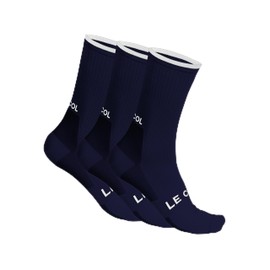LE COL 3 Pack Cycling Socks | Compressive Fit, Reinforced Seams, Sweat-Wicking (US, Alpha, Small, Medium, Regular, Regular, Navy/White)