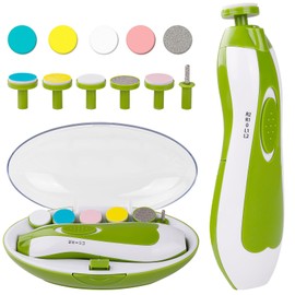 Tinabless Cortauñas Eléctrico para Bebé - Juego de Cortauñas para Bebé con Luz LED, Kit de 6 Cabezales para el Cuidado, Pulido y Recorte de los Dedos de los Recién Nacidos, Bebés y Niños(verde)