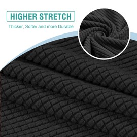 MINGPINHUIUS 3 Pieces Sectional Sofa Cover L Shape Black Stretch Couch Covers Dog Couch Cushion Covers Pet Furniture Protector for Both Left/Right Sectional Couch, 2 Seater + 1 Chaise, 4969-M#1