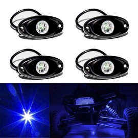 YONEDA 4 Pods Blue Rock Lights 6000K Ultra Bright LED Neon Underglow Light IP68 Waterproof for Trucks SUV UTV ATV RZR Car Boats Pickup Motorcycle