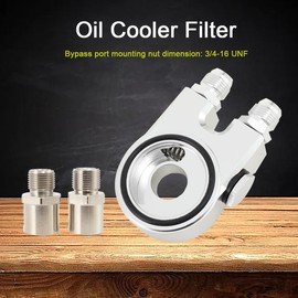 Lfhelper Oil Cooler Filter Adapter, Leak-Proof O-Ring Design, AN10 Inlet and Outlet, Universal Fit for Most Car Models, 3/4-16 UNF/M20 x 1.5 Bypass Port