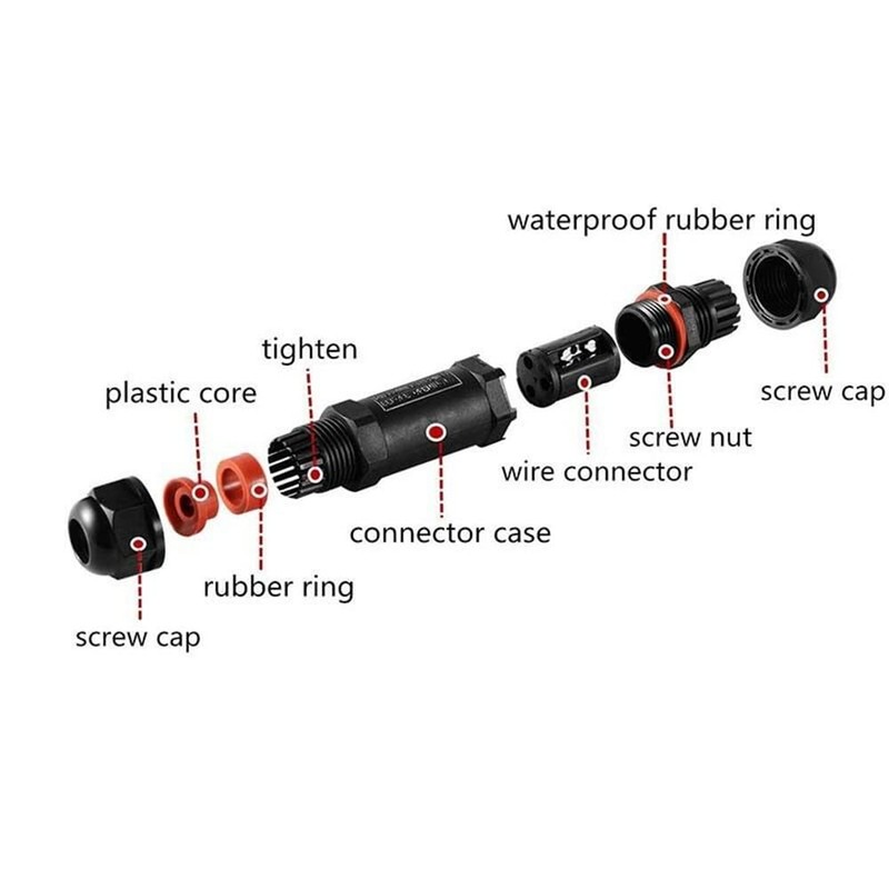 Cable Connector Waterproof IP68 3-Pole for 1-13 mm Cable Diameter,