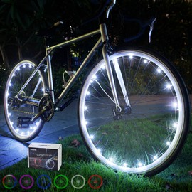 DAWAY A01 LED Bike Tire Lights (2 Wheels, White) - Bright Waterproof Bicycle Spoke Lights, Safety Cool Wheel or Wheelchair Decoration Accessories, Fun Gifts for Kids, Girl, Boys, Adults - with Battery