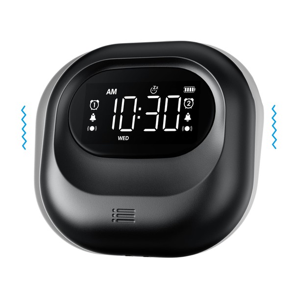 Mesqool 2025 Vibrating Alarm Clock for Heavy Sleepers, Battery Operated