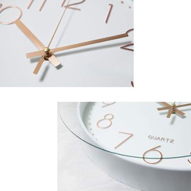 HZDHCLH Stylish Wall Clock with Continuous Second Hand, Silent Wall Clock, Nordic Style, Entryway and Interior Rooms, Interior Decor, 11.8 inches (30cm), Gold on White Background