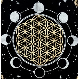Altar Cloth Golden Lucky Free Wild Owl Witchcraft Alter Tablecloth Tarot Spread pegan Top Cloth Wicca Square Wiccan Spiritual Sacred Table Tapestry Cloth (Moon Phases, 24 x 24 Inches)