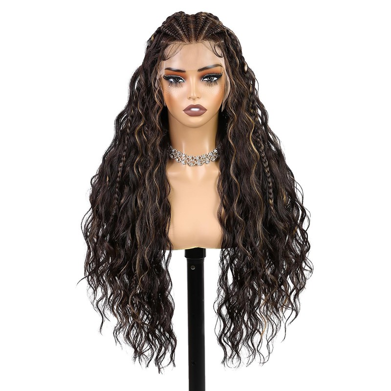 quickwig Braided Curly Wig for Black Women 13x6 Handmade Cornrow