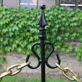 Erva Decorative Steel Chain Fence Poles, 42 Inch Height, 1/2 Inch Diameter, Set of 6, Black - Made in USA