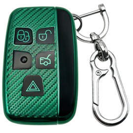 JUNJIAWU for Land Rover Key Fob Cover with Keychain Premium TPU Key Fob Case Fit for Range Rover Evoque Sport Velar Land Rover Discovery Jaguar F-Pace F-Type XE XEL XF XFL XJ (Green)