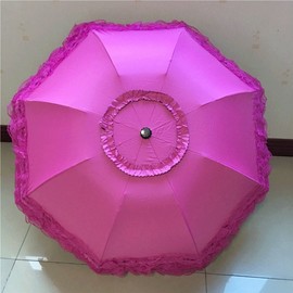 Honeystore Princess Lace Ultraviolet-Proof Folding Umbrella Anti-uv Dome Parasol Style1 Fuchsia