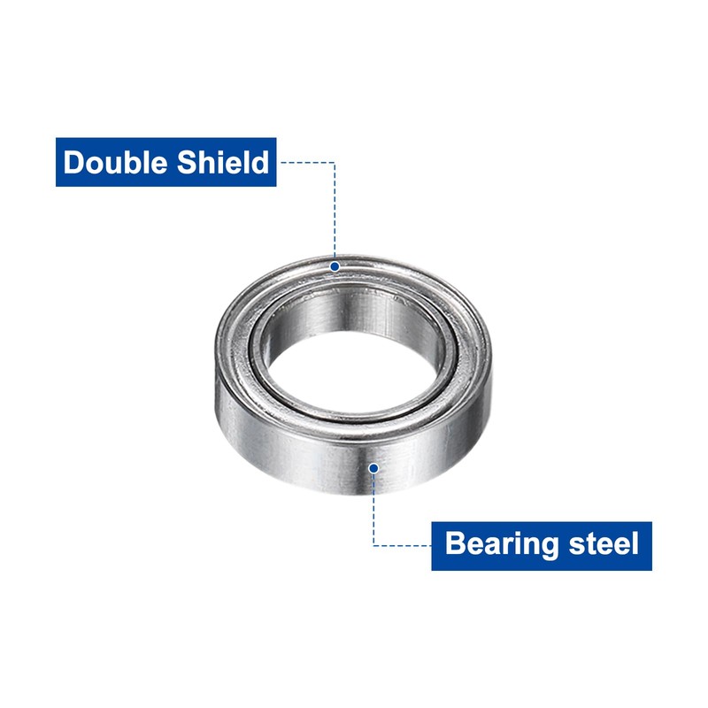 sourcing map 8Pcs MR117ZZ Small Bearing, 7mm ID 11mm OD