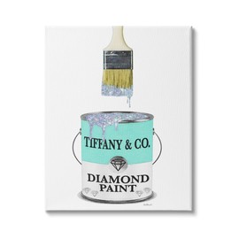 Stupell Industries Fashion Blue Diamond Paint Glam Paintbrush Designer Style, Designed by Amanda Greenwood Canvas Wall Art, 30 x 40, Silver