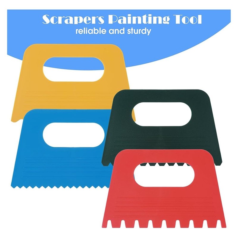 IMCCZONY 16 PCS Textured Art Tools, Plastic Paint Scrapers Kit,