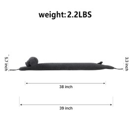 habibee 38 '' Door Draft Stopper for Bottom of Door, Avoid Noise or Cold Air, Cute Grey Dog Draft Blocker for Window, Decorative Soundproof with Hanging Loops for Sweet Home, Heavy Duty 2.2 Pounds