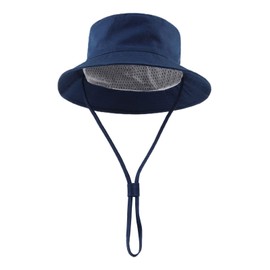 Zsedrut Summer Dinosaur Baby Hats Wide Brim Sun Hat for Boys Girls Adjustable Kids Bucket Cap (20.5"(2-4 Years), Solid Navy)