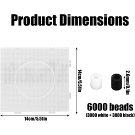 6000Pzs Negro & Blanco Cuentas Planchar con 1 Tablero, 2,6mm Mini Cuentas Derretibles Kit para Manualidades DIY Proyectos Artísticos Hechos A Mano Regalos para Entusiastas Manualidades