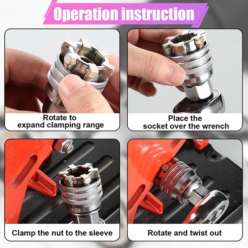 ZIMISI Adjustable Universal Socket Wrench, 10-19mm Magic Sleeve Tool with