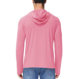 MAGCOMSEN Mens Hooded UPF 50 Long Sleeve Sun Shirts Fishing Athletic Running Workout Shirts Lightweight Summer Hooded Sweatshirt Pink M