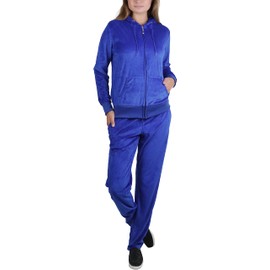 ToBeInStyle - Chándal de terciopelo para mujer con cierre y pantalones a juego, Clásico azul real., S