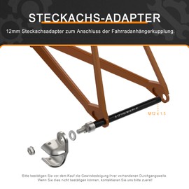 Thru Axle M12 x 1.5-170 mm with Adapter for Bicycle Trailer Coupling (Thru Axle Adapter M12 x 1.5)