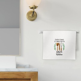 FIicy Lolli Gifts Kitchen Towels, Gifts for Lolli Grandma Decorative Dish Towels, Grandma Lolli Gifts from Grandkids Hand Towels for Kitchen,Everything is Sweeter in Lolli’s Kitchen Decor(16x24 Inch)
