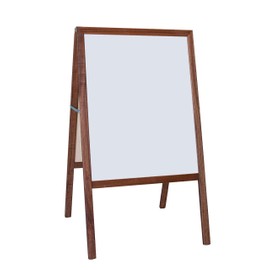 Crestline Products Marquee Easel (White Dry Erase & Black Chalkboard) - Stained Hardwood Sidewalk Easel, 42" H x 24" W