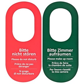 50 Stück Türschild Hotel Bitte nicht stören - Zimmer aufräumen rot/grün