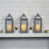 Elements Metal Lanterns with LED Candles, Set of 3, 5.2x5.2x12