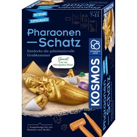 KOSMOS 658199 Pharaoh Treasure Excavation Kit, Digging Real Gemstones and Sarcophagi Yourself, with Hammer and Chisel, Experiment Set for Children from 7 Years