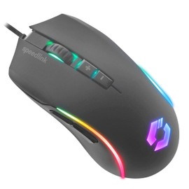 SPEEDLINK ZAVOS Gaming Mouse – Gaming Maus mit Kabel, mehrfarbige LED Beleuchtung, 5 Tasten PC Maus kabelgebunden, DPI-Schalter bis 6400dpi, gummierte Oberfläche, ummanteltes Kabel, schwarz