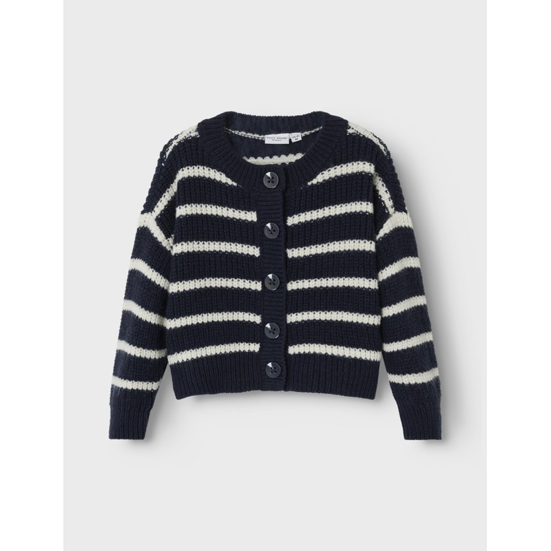 NAME IT Girl Striped Cardigan, Dark Sapphire