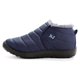 VYKF Botas de nieve para mujer, botines cálidos, con forro de piel, antideslizantes, para exteriores, impermeables, cómodos y cálidos, Azul marino, 9.5 Women/8 Men